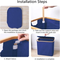 LUXE HOME INTERNATIONAL Laundry Basket for Clothes, Premium Bamboo Storage Bag with Lid Multipurpose Used In Laundry Rooms, Bedrooms, Bathrooms (40x45x33 cm, Navy Blue) - 40X33X45CM, Navy Blue