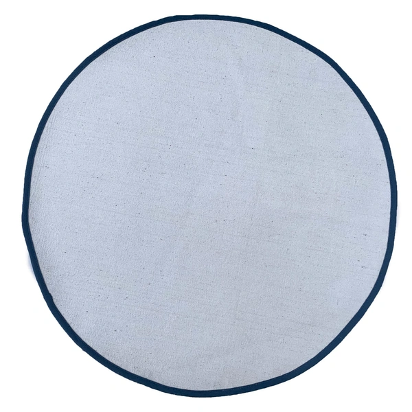 LUXE HOME INTERNATIONAL Bath mat Soft Cotton Round Rug for Bathroom, Bedroom, Living Room - 2x2 ft, Blue