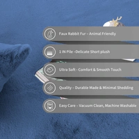 LUXE HOME INTERNATIONAL Ruffle Bath Mat Rabbit Fur 1000 Gsm Bathroom Door Rectangular Foot Mats Anti Skid Water Absorbent Easy Machine Washable Rug For Entrance|Kitchen Floor|45X75 Cm|Blue|Pack Of 1 - 45x75 cm, Blue