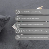 LUXE HOME INTERNATIONAL Ruffle Bath Mat Rabbit Fur 1000 Gsm Bathroom Door Rectangular Foot Mats Anti Skid Water Absorbent Easy Machine Washable Rug For Entrance|Kitchen Floor|45X75 Cm|Grey|Pack Of 1 - 45x75 cm, Grey