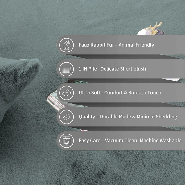 LUXE HOME INTERNATIONAL Rabbit Fur Super Soft Non Slip Mat for Bathroom, Bedroom - 40x60 cm, Seige