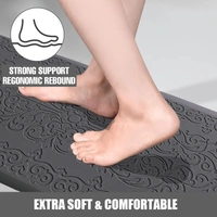 LUXE HOME INTERNATIONAL Anti-Fatigue (45x75 cm) Kitchen Mat – Cushioned Support, Stylish and Durable, Easy to Clean, Non-Slip Bottom – Ideal for Kitchen, Desk, Laundry, Garage - 45x75 cm, Black