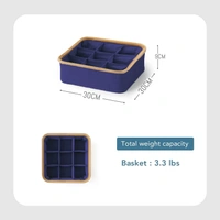 LUXE HOME INTERNATIONAL Storage Box for Clothes, Polyester and Bamboo Frame Foldable Multipurpose Use Kitchen, Bathroom Organizer Boxes Toys, Other Supplies - 30x30 cm, Navy