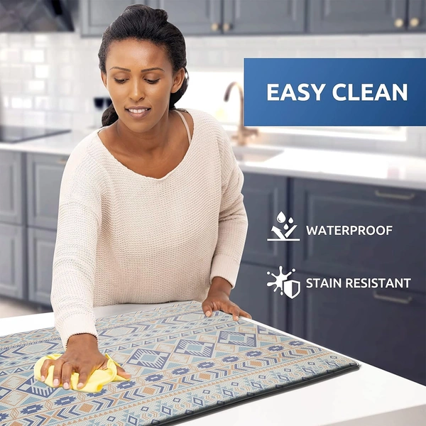 LUXE HOME INTERNATIONAL Anti-Fatigue Kitchen Mat Non-Slip Cushioned Comfort Mat - Geometric Pattern Standing Desk Mat - Waterproof and Easy to Clean for Home and Office - 45x75 cm, Multi