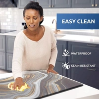 LUXE HOME INTERNATIONAL Anti-Fatigue Kitchen Mat Non-Slip Cushioned Comfort Mat - Geometric Pattern Standing Desk Mat - Waterproof and Easy to Clean for Home and Office - 45x75 cm, Waves
