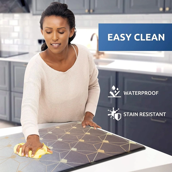 LUXE HOME INTERNATIONAL Anti-Fatigue Kitchen Mat Non-Slip Cushioned Comfort Mat - Geometric Pattern Standing Desk Mat - Waterproof and Easy to Clean for Home and Office - 45x75 cm, Gradation