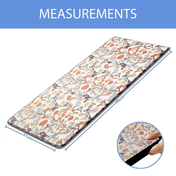 LUXE HOME INTERNATIONAL Anti-Fatigue Kitchen Mat Non-Slip Cushioned Comfort Mat - Geometric Pattern Standing Desk Mat - Waterproof and Easy to Clean for Home and Office - 51x99 cm, Floral