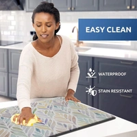 LUXE HOME INTERNATIONAL Anti-Fatigue Kitchen Mat Non-Slip Cushioned Comfort Mat - Geometric Pattern Standing Desk Mat - Waterproof and Easy to Clean for Home and Office - 51x99 cm, Leaf