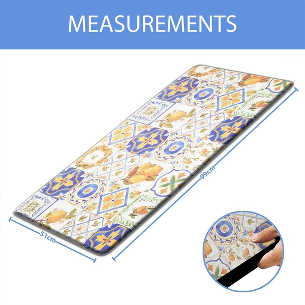LUXE HOME INTERNATIONAL Anti-Fatigue Kitchen Mat Non-Slip Cushioned Comfort Mat - Geometric Pattern Standing Desk Mat - Waterproof and Easy to Clean for Home and Office - 51x99 cm, Tile
