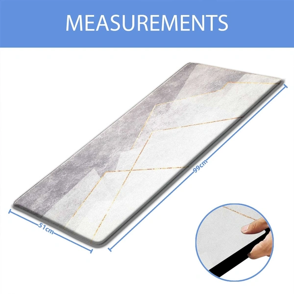 LUXE HOME INTERNATIONAL Anti-Fatigue Kitchen Mat Non-Slip Cushioned Comfort Mat - Geometric Pattern Standing Desk Mat - Waterproof and Easy to Clean for Home and Office - 51x99 cm, Marble