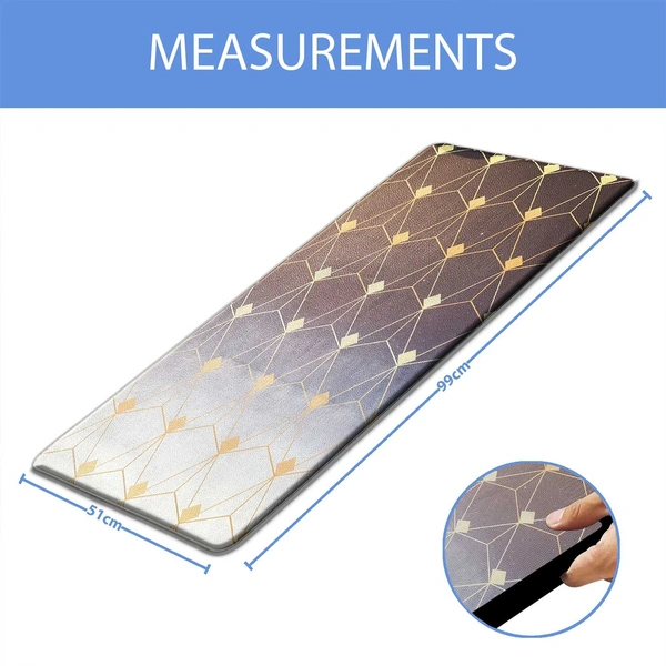LUXE HOME INTERNATIONAL Anti-Fatigue Kitchen Mat Non-Slip Cushioned Comfort Mat - Geometric Pattern Standing Desk Mat - Waterproof and Easy to Clean for Home and Office - 51x99 cm, Gradation