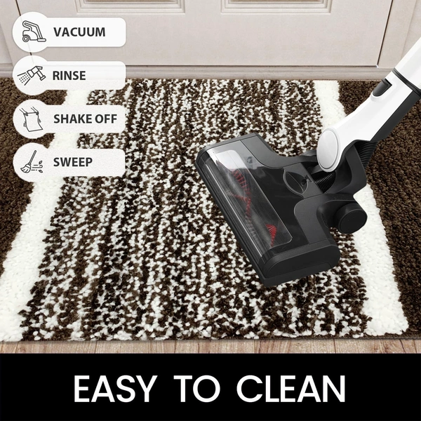 LUXE HOME INTERNATIONAL Riyo Bath Mat, Super Soft Microfibre 1800 Gsm, Non-Slip, Absorbent - Door Mat for Bathroom, Bedroom, Kitchen, Floor - Pack of 1 - 38x58 cm, Chocolate