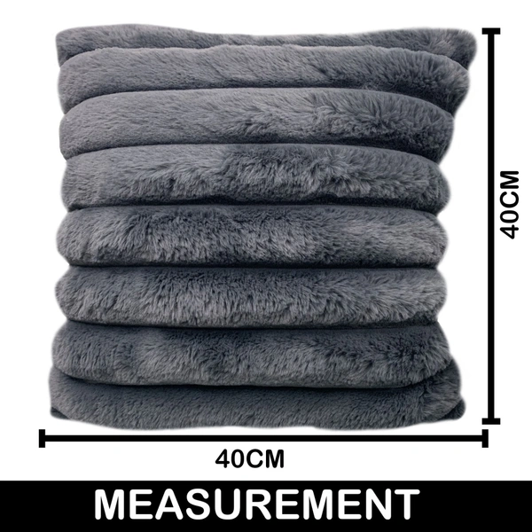 LUXE HOME INTERNATIONAL Luxurious Plush Cushion Covers Set of 2, 16x16 Inch, Soft Faux Fur Decorative Cushion Covers for Sofa, Chair, Bed, and Bedroom - Ideal for Kids, Cozy - 16"x16", Grey