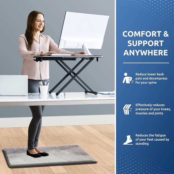 LUXE HOME INTERNATIONAL Anti-Fatigue Kitchen Mat Non-Slip Cushioned Comfort Mat - Geometric Pattern Standing Desk Mat - Waterproof and Easy to Clean for Home and Office - 51x99 cm, Marble