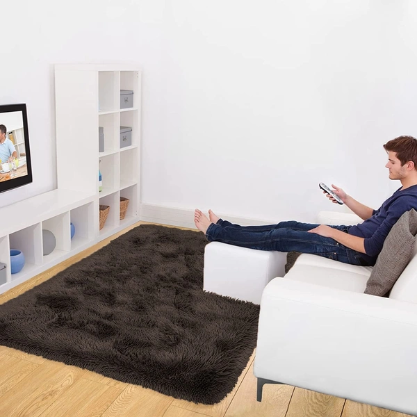 Luxe home International  LuxeHome Carpets Marino Fur 2000 GSM Thick Foot Mat Anti Skid Non Slip Spill Absorbent Washable and Quick Dry Rugs for Home Bedroom (6x9 Ft, Chocolate, Pack of 1)  - 6x9, Chocolate