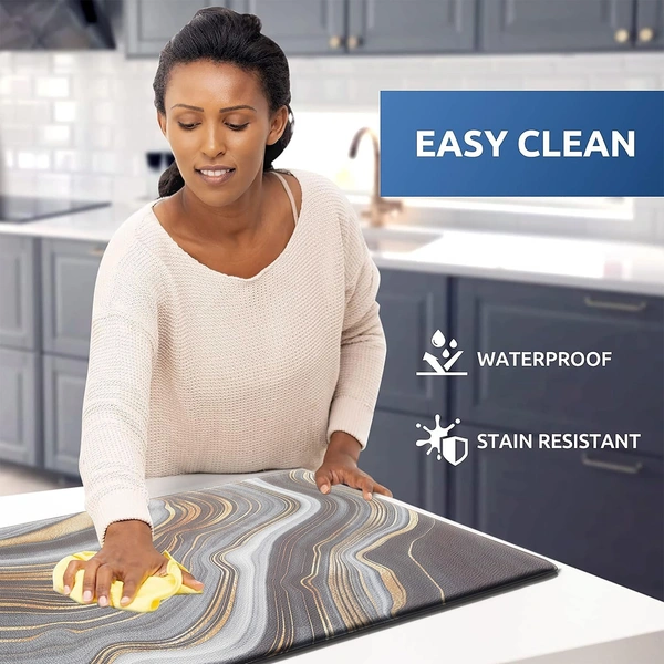 LUXE HOME INTERNATIONAL Anti-Fatigue Kitchen Mat Non-Slip Cushioned Comfort Mat - Geometric Pattern Standing Desk Mat - Waterproof and Easy to Clean for Home and Office - 51x99 cm, Waves