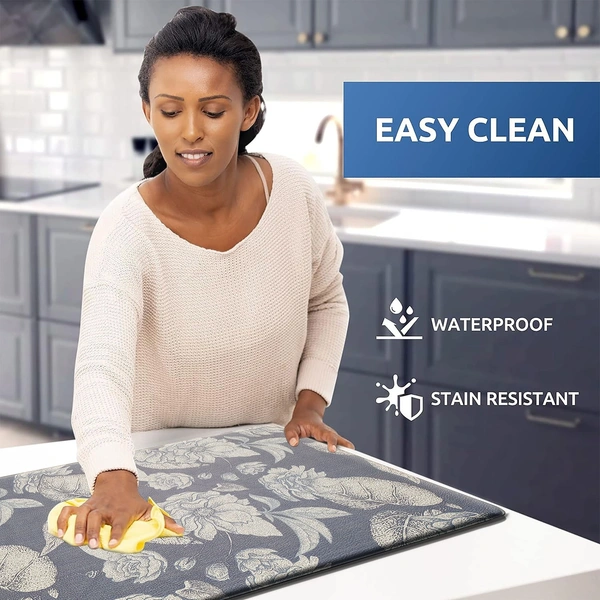 LUXE HOME INTERNATIONAL Anti-Fatigue Kitchen Mat Non-Slip Cushioned Comfort Mat - Geometric Pattern Standing Desk Mat - Waterproof and Easy to Clean for Home and Office - 51x99 cm, Digital