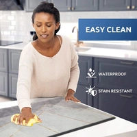 LUXE HOME INTERNATIONAL Anti-Fatigue Kitchen Mat Non-Slip Cushioned Comfort Mat - Geometric Pattern Standing Desk Mat - Waterproof and Easy to Clean for Home and Office - 51x99 cm, Marble