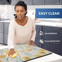 LUXE HOME INTERNATIONAL Anti-Fatigue Kitchen Mat Non-Slip Cushioned Comfort Mat - Geometric Pattern Standing Desk Mat - Waterproof and Easy to Clean for Home and Office - 51x99 cm, Sunflower