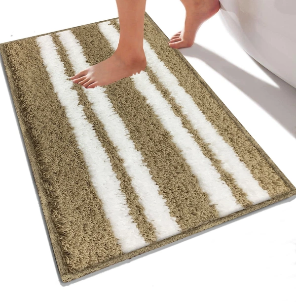 LUXE HOME INTERNATIONAL Florida Bath Mat, Super Soft Microfibre 2000 GSM, Non-Slip, Absorbent - Door Mat for Bathroom, Bedroom, Kitchen, Floor - 38x58 cm, Anti Gold