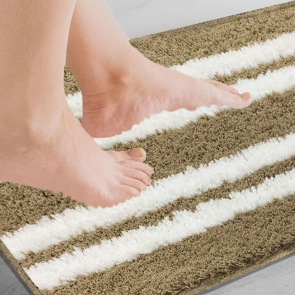 LUXE HOME INTERNATIONAL Florida Bath Mat, Super Soft Microfibre 2000 GSM, Non-Slip, Absorbent - Door Mat for Bathroom, Bedroom, Kitchen, Floor - 38x58 cm, Anti Gold