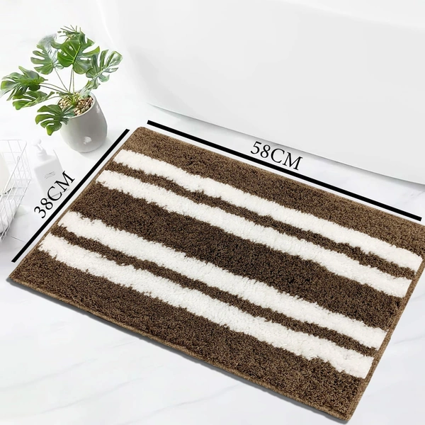LUXE HOME INTERNATIONAL Florida Bath Mat, Super Soft Microfibre 2000 GSM, Non-Slip, Absorbent - Door Mat for Bathroom, Bedroom, Kitchen, Floor - 38x58 cm, Brown