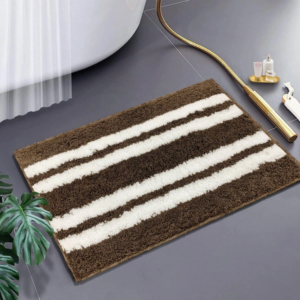 LUXE HOME INTERNATIONAL Florida Bath Mat, Super Soft Microfibre 2000 GSM, Non-Slip, Absorbent - Door Mat for Bathroom, Bedroom, Kitchen, Floor - 38x58 cm, Brown