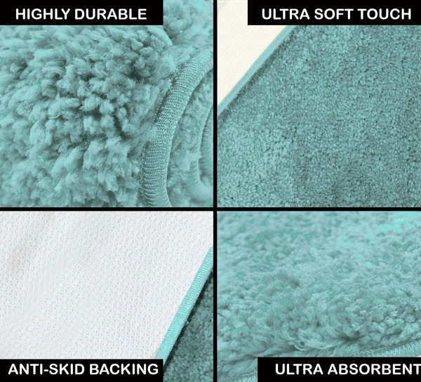 LUXE HOME INTERNATIONAL Luxe Home Newman Bath Mat ( 60x90 cm ) Bathroom Mat - Aqua | Soft, Non Slip, Washable | Door Mats for Home or Kitchen Mat for Floor - 60x90 cm, Aqua