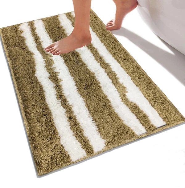 LUXE HOME INTERNATIONAL Florida Bath Mat, Super Soft Microfibre 2000 GSM, Non-Slip, Absorbent - Door Mat for Bathroom, Bedroom, Kitchen, Floor - 38x58 cm, Gold