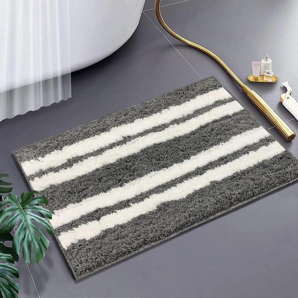 LUXE HOME INTERNATIONAL Florida Bath Mat, Super Soft Microfibre 2000 GSM, Non-Slip, Absorbent - Door Mat for Bathroom, Bedroom, Kitchen, Floor - 38x58 cm, Grey