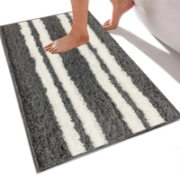 LUXE HOME INTERNATIONAL Florida Bath Mat, Super Soft Microfibre 2000 GSM, Non-Slip, Absorbent - Door Mat for Bathroom, Bedroom, Kitchen, Floor - 38x58 cm, Grey