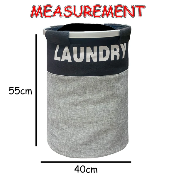 LUXE HOME INTERNATIONAL Laundry Basket for Clothes Foldable, Waterproof Premium Aluminum Laundry Hamper Perfect for Bathroom, Bedroom, Kitchen (Round) Black - 40X40X55CM, Black, Lx_Aluminum_Round_Basket_Black