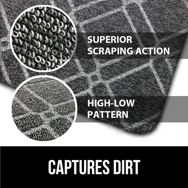 LUXE HOME INTERNATIONAL Phuket PVC Loop Utility Anti-Fatigue Kitchen Mat Non-Slip Cushioned Comfort Mat - Plaid Pattern Standing Desk Mat - Waterproof and Easy to Clean for Home and Office - 40x60 cm, Grey