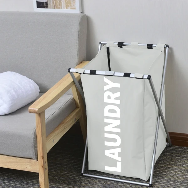 LUXE HOME INTERNATIONAL LaundryBasketforClothesFoldable,WaterproofPremiumAluminumLaundryHamperPerfectforBathroom,Bedroom,Kitchen(Rectangle)Grey - 30X35X50CM, Silver, Lx_Aluminum_X_Basket_Grey