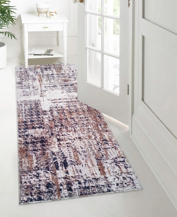 LUXE HOME INTERNATIONAL Runner Design Area Rugs - 2x5 Non-Slip, Abstract Runner for Kitchen, Living Room, Bedroom, Dining Room, Entryway - 2x5 Ft, Red