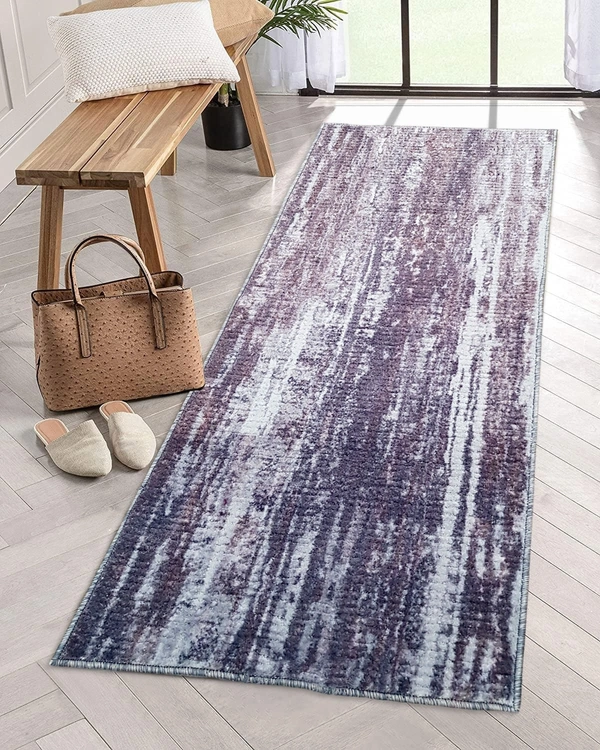 LUXE HOME INTERNATIONAL Runner Design Area Rugs - 2x5 Non-Slip, Abstract Runner for Kitchen, Living Room, Bedroom, Dining Room, Entryway - 2x5 Ft, Brown