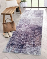 LUXE HOME INTERNATIONAL Runner Design Area Rugs - 2x5 Non-Slip, Abstract Runner for Kitchen, Living Room, Bedroom, Dining Room, Entryway - 2x5 Ft, Rust