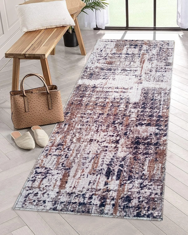 LUXE HOME INTERNATIONAL Runner Design Area Rugs - 2x5 Non-Slip, Abstract Runner for Kitchen, Living Room, Bedroom, Dining Room, Entryway - 2x5 Ft, Red