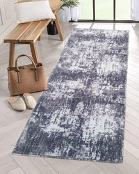 LUXE HOME INTERNATIONAL Runner Design Area Rugs - 2x5 Non-Slip, Abstract Runner for Kitchen, Living Room, Bedroom, Dining Room, Entryway - 2x5 Ft, Grey