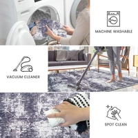 LUXE HOME INTERNATIONAL Runner Design Area Rugs - 2x5 Non-Slip, Abstract Runner for Kitchen, Living Room, Bedroom, Dining Room, Entryway - 2x5 Ft, Grey