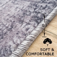 LUXE HOME INTERNATIONAL Runner Design Area Rugs - 2x5 Non-Slip, Abstract Runner for Kitchen, Living Room, Bedroom, Dining Room, Entryway - 2x5 Ft, Grey