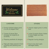 Luxe Home International Welcome To Our Home Design Coir Doormat for Entrance (71 x 45 cm ) - 71x 45 Cm, Black
