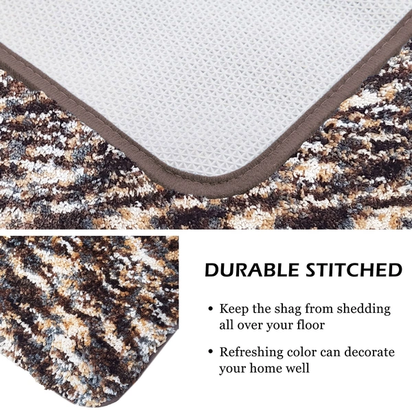 LUXE HOME INTERNATIONAL Bath mat Super Soft Anti Skid Hawaii Contour Set of 3 Piece Rugs for Bathroom (Walnut, Large) - 60x90 cm, Walnut