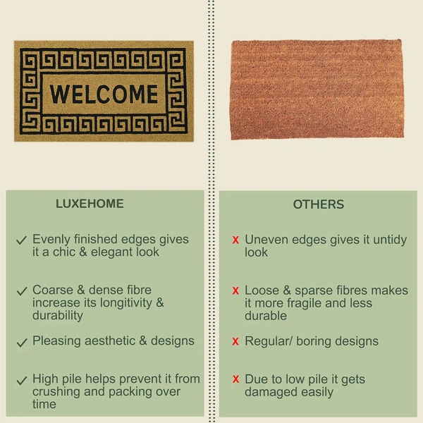 Luxe Home International Geometric Design Coir Doormat for Entrance (71 x 45 cm ) - 71x 45 Cm, Gold