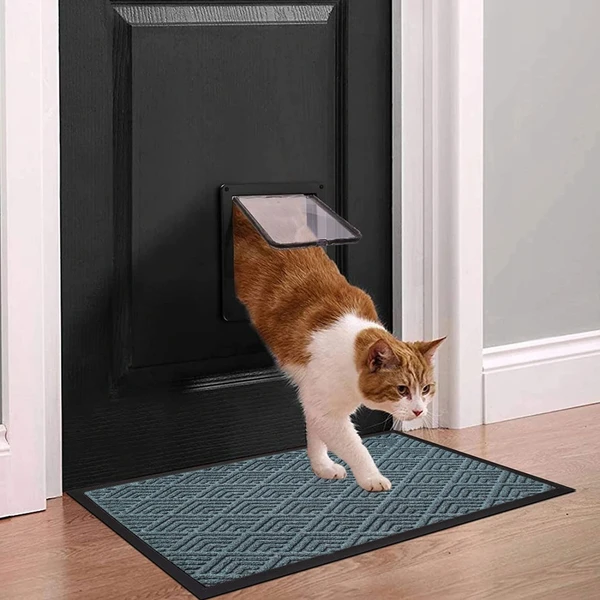 LUXE HOME INTERNATIONAL Luxe Home PVC Rubber Outdoor Door Mat Classic Design Long Main Entrance Doormate Anti Slip Waterproof Welcome Mats for Floor, Bathroom, Kitchen, Office, Gym, 45x75 cm, Silver - Silver