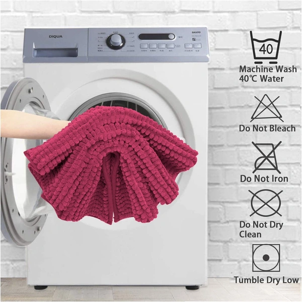 LUXE HOME INTERNATIONAL Luxe Home Chenille Bathmat ( 37x56 cm ) Bathroom mat - Maroon I Soft, Non Slip, Washable | Bath Mat for Home or Bedroom Floor Mat - 37x56 cm, Maroon