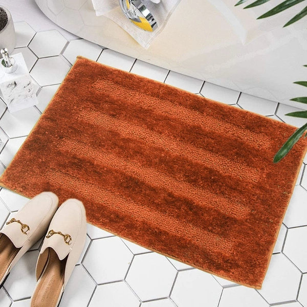 LUXE HOME INTERNATIONAL Luxe Home Bathmat 2500 GSM Microfiber Anti Skid Water Absorbent Machine Washable and Quick Dry Classic Mats for Bathroom, Kitchen, Entrance (Rust, 45cm x 75cm, Pack of 1) - 45x75 cm, Rust