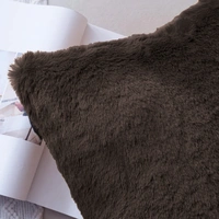 LUXE HOME INTERNATIONAL Cushion Cover 16 inch x 16 inch Duble Side Rabbit Fur Covers Set of 2 for Sofa, Bedroom, livingroom - 16"x16", Brown