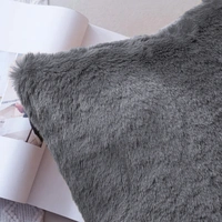 LUXE HOME INTERNATIONAL Cushion Cover 16 inch x 16 inch Duble Side Rabbit Fur Covers Set of 2 for Sofa, Bedroom, livingroom - 16"x16", Grey