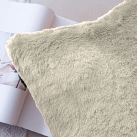 LUXE HOME INTERNATIONAL Cushion Cover 16 inch x 16 inch Duble Side Rabbit Fur Covers Set of 2 for Sofa, Bedroom, livingroom - 16"x16", Beige